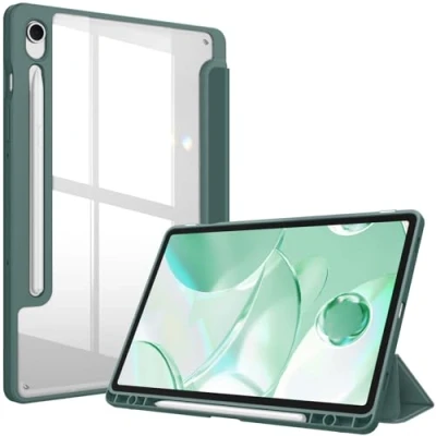 Obrázek Fintie Hybridní pouzdro pro Samsung Galaxy Tab S9 FE 10. 9 palců/Tab 11 palců 2023 tablet s držákem pera ochranné odolné proti nárazu průhlednou tvrdou skořepinou na zadní straně, noční