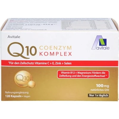 Obrázek Avitale koenzym Q10 Komplex kapsle se 100 mg, čistě rostlinný Q10, vitamin C, 120 kapslí
