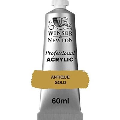 Obrázek Winsor &amp; Newton Profesionální akrylová barva 2320014 v umělecké kvalitě, vysoká brilantnost barev a krycí schopnost, archivní kvalita, 60ml tuba antická zlatá