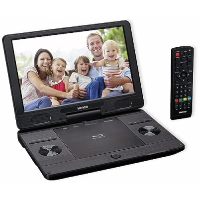 Obrázek Lenco BRP 1150 přenosný Blu ray DVD přehrávač 11,5&quot; otočná TFT obrazovka s rozlišením 1024 x 600 pixelů integrovaná baterie adaptérem pro napájení a do auta USB vstup AV Out HDMI černý