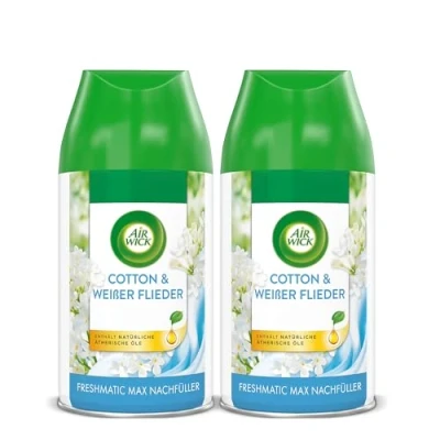 Obrázek Air Wick Freshmatic Max pokojový sprej DUO náplň pro vůně: bavlna a bílé šeříky 2 x 250 ml vůně do místnosti osvěžovač vzduchu