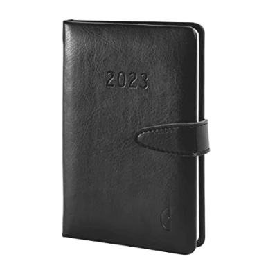 Obrázek Knižní kalendář Chronoplan 50823, 2023, v praktickém mini formátu (cca A6, 95 x 140 mm), imitace kůže, týdenní plánovací (1 týden na 2 stranách, s magnetickým uzávěrem a držákem