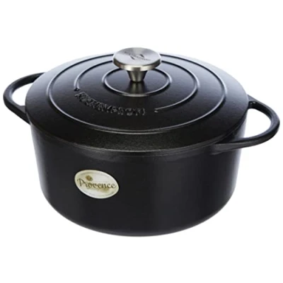 Obrázek Küchenprofi Litinový pekáč Provence s víkem, černý, Ø 24 cm, pečicí forma, zapékací hrnec na chleba Dutch Oven, smaltovaný, vhodný pro všechny typy sporáků a indukci