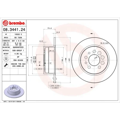 Obrázek Brembo 08.3441.24 brzdový kotouč pár