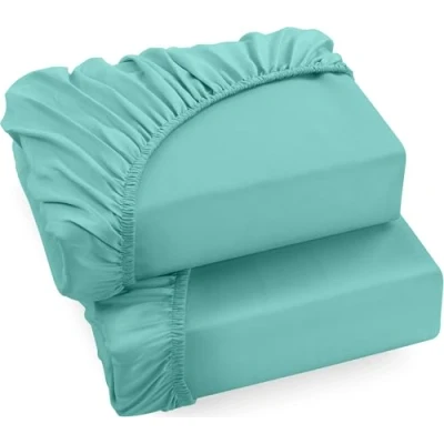 Obrázek Utopia Bedding Sada 2 napínacích prostěradel 90 x 200 cm Spa modrá kartáčované napínací prostěradlo z mikrovlákna 35 hloubka tašky
