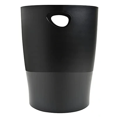 Obrázek Exacompta 453014D ECOBIN Papierkorb EcoBlack 15 Liter mit Griffen. Eleganter und robuster Mülleimer im modernen Design schwarz Blauer Engel