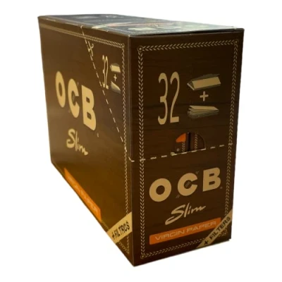 Obrázek OCB 20166 Unbleached Slim Virgin Paper + tip 32 sešitů po listech nebělené plus tipy, papír