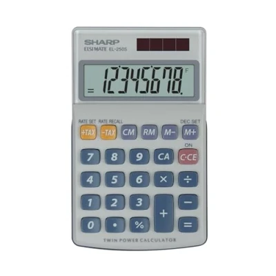 Obrázek Sharp EL 250S kapesní kalkulačka (8 míst, provoz na solární a baterie) bílá