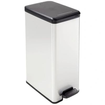 Obrázek Curver Deco Slim Odpadkový koš, plast, stříbrný, 40 l