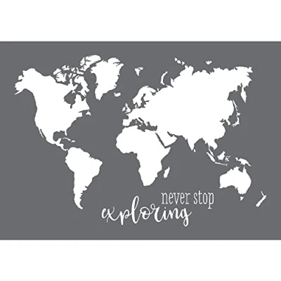 Obrázek Rayher 45106000 šablona World map, formát DIN A3, se stěrkou, šablonou sítotiskem, na malování, samolepicí