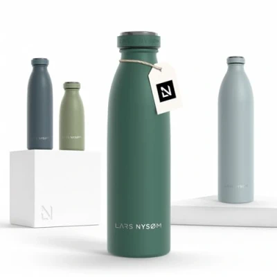 Obrázek LARS NYSØM láhev na pití z ušlechtilé oceli 350 ml, 500 750 1 l, 5 litrů Termoska vhodná pro sycené kyseliny vodu odolná proti vytečení sport, outdoor, do školy (růžová