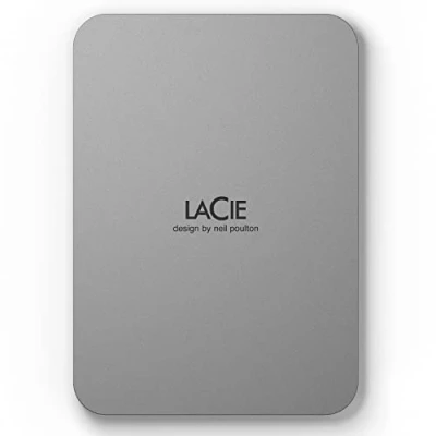 Obrázek LaCie Přenosný externí pevný disk Mobile Drive Moon 4TB, 2,5 palce, Mac a PC, stříbrný, vč. 3 let služeb Rescue Service, číslo modelu: STLP4000400