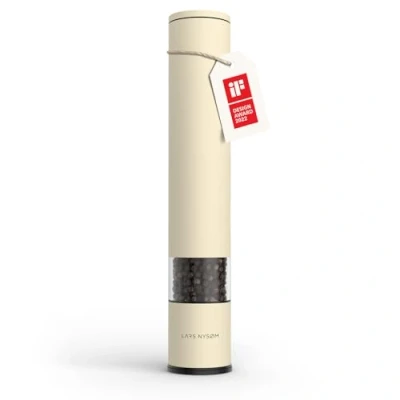 Obrázek LARS NYSØM Ruční Mlýnek na sůl a pepř velký (28,8 cm) s nastavitelným keramickým mlýnkem od hrubého po jemné I Design koření (1 kus) (měsíčně béžová)