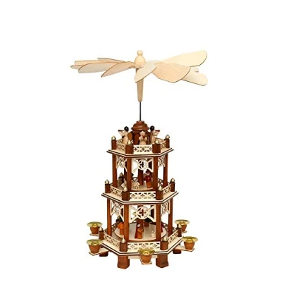 Obrázek Dekohelden24 Dřevěná pyramida v přírodní/hnědé se 3 patry, D/Š/V cca 19 x 16,5 43 cm