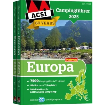 Obrázek ACSI Campingführer Europa 2025: Bestehend aus 2 Bänden inkl. CampingCard Ermässigungskarte