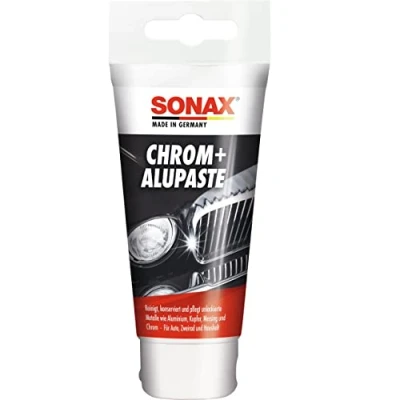 Obrázek SONAX Chrom+hliníková pasta (75 ml) pečující s obsahem leštidla pro odstranění koroze, zpustošených a slepých míst č. výr. 03080000