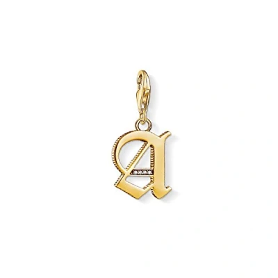 Obrázek Thomas Sabo Dámský elegantní přívěsek L písmeno Charm Club 925 sterlingové stříbro 1618 414 39, 750 žluté zlato pozlaceno, 925, Kubická zirkonie