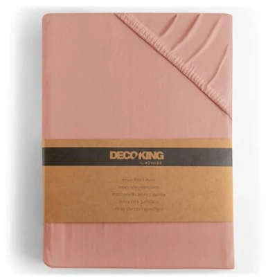 Obrázek DecoKing napínací prostěradlo 80x200 90x200 cm 100% česaná bavlna losos prostěradla Jersey Boxspring postel Amber 80 x 200 90