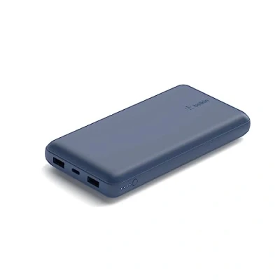 Obrázek Belkin přenosná USB C nabíječka, 20 000 mAh, 20K powerbanka s vstupem/výstupem a 2 porty C/USB kabelem pro iPhone, Galaxy, Pixel, iPad, AirPods další přístroje modrá