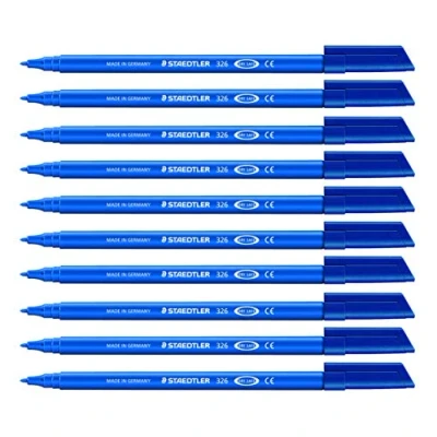 Obrázek STAEDTLER 326 3 fixy Noris Club, cca 1,0 mm, omyvatelné, 10 kusů v kartonovém pouzdře, modré
