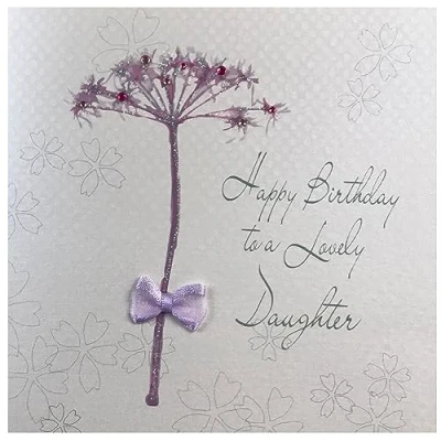 Obrázek White Cotton Cards blahopřání k narozeninám, nápisem &quot;to a Lovely Daughter&quot;, motiv Pampeliška, ruční výroba, bílá