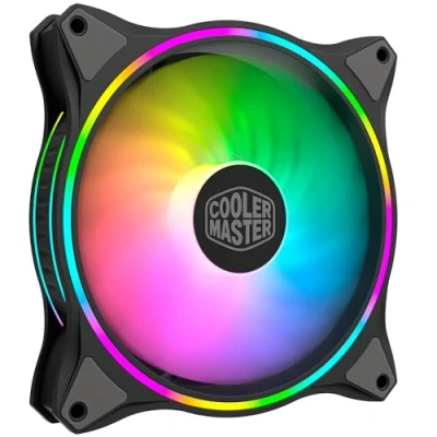 Obrázek Cooler Master MasterFan MF140 Halo ARGB Adresovatelný RGB design s osvětlovacími kroužky, krytem a chlazením, hybridní listy ventilátoru chytrým senzorem rámem pro tlumení vibrací 140 mm