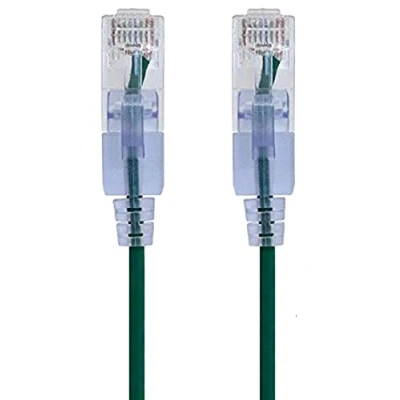 Obrázek Monoprice Cat6A Ethernet propojovací kabel 3 m zelený (10 kusů) snagless RJ45 550 MHz UTP čistý holý měděný drát 10G 30AWG řada SlimRun