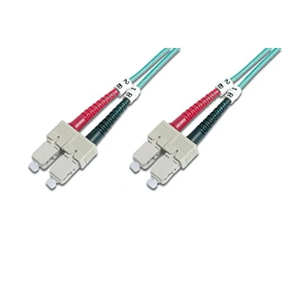 Obrázek DIGITUS DK 2522 03/3 kabel z optických vláken OM3 3 m ST na SC Duplex LWL 1/10/40/100 Gbit/s MM Multimode optické vlákno LAN typ vláken: 50/125 µ tyrkysová (Aqua)