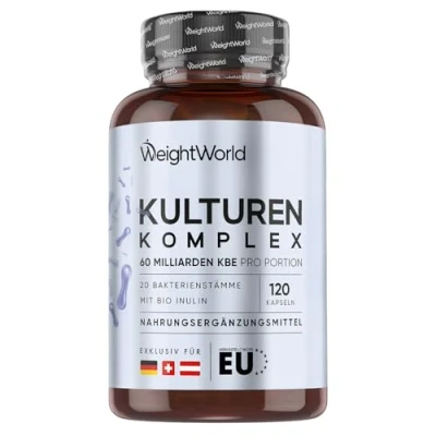 Obrázek Kulturní komplex s 60 miliardami KBE 20 kmenů bakterií a bio inulinu 120 veganských kapslí bakteriální kultury bifidobacteriem, Lactobacillus Gasseri &amp; Reuteri zásoba 2 měsíce na