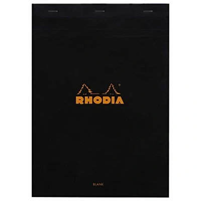 Obrázek Rhodia 180009C zápisník / poznámkový blok sešitý č. 18 DIN A4 21 x 29,7 cm, 80 listů prázdných g, oddělitelné a mikroperforované, s kartonovým hřbetem, ideální pro poznámky, 1 kus