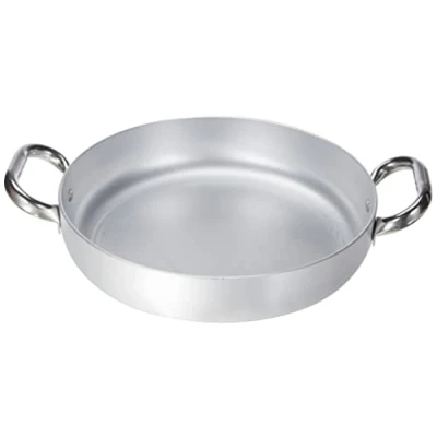 Obrázek Pentole Agnelli Linea Alluminio Induzione Aluminium Professional 3mm Omelettpfanne mit 2 Griffen, für Induktionsherde, 28 cm Durchmesser, Legierter Stahl, Silber