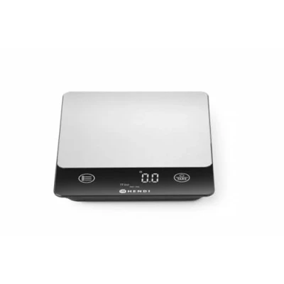 Obrázek HENDI Digitální kuchyňská váha, váha pro domácnost, vysoká přesnost, max. 10 kg, přesnost až do 1 g, s vestavěným digitálním displejem, 160 x 210 (V)19 mm, ABS, ušlechtilá ocel