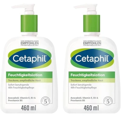 Obrázek CETAPHIL Hydratační mléko, 2x 460 ml, pro suchou, citlivou pokožku, zajišťuje hebký pocit pokožky a vlhkost až 48 h, klinicky testováno na pokožku