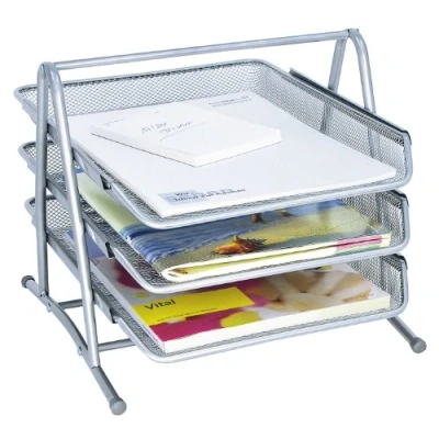 Obrázek Wedo 65854 odkládací přihrádka Office (z drátěného kovu, 3 přihrádky, vhodné do formátu C4, 35 x 30 27 cm) stříbrná
