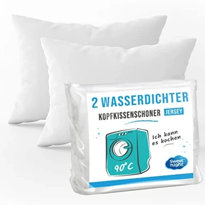 Obrázek SWEET NIGHT Sweetnight Set mit 2 Wasserdichten Kissenbezügen 50x70 cm wasserdichte und mikroatmungsaktive Matratzenauflage Sanft leise Waschbar bei 90C Reißverschluss