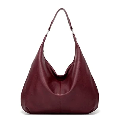 Obrázek Ashioup Hobo Taschen für Damen, weiches PU Leder, lockere Schultertasche, Geldbörse mit Reißverschluss, Dunkelroter Kaffee, Einheitsgröße