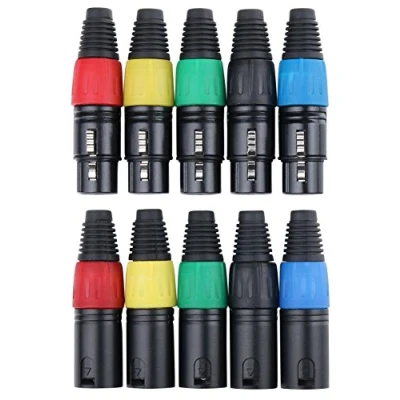 Obrázek Pronomic Sada konektorů XLR Male 5 ks, Female kusů (pro konfekci kabelů, montáž, vysoce kvalitní upínací kleštiny odlehčení tahu, stabilní kryt tlakového odlitku) barevný