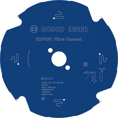 Obrázek Bosch Professional 1x pilový kotouč Expert for Fiber Cement (vláknitý cement, Ø 160 x 20 2,2 mm, 4 zuby, příslušenství kotoučová pila)