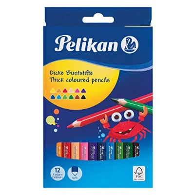 Obrázek Pelikan Pastelky 12 ks trojúhelníkových silných a měkkých