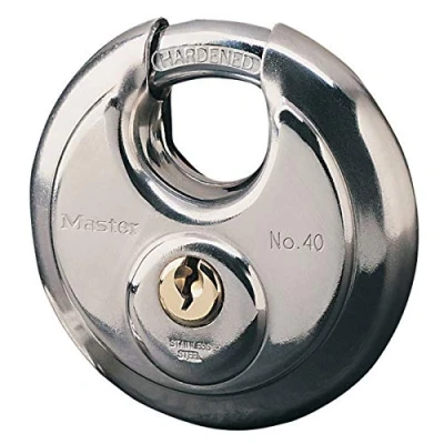 Obrázek Master Lock 40EURD Marine Disc visací zámek s klíčem, šedý, 9,6 x 7 2,8 cm