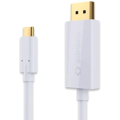 Obrázek Sonero Kabel UCC021 010 USB C na DisplayPort, 4K@60Hz s 18 Gbps, 3.1, Alt Mode, Thunderbolt 3 kompatibilní MacBook Pro, Samsung S8, Dell XPS 15 a jiné počítače C, 1,0 m bílý