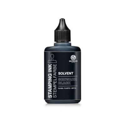 Obrázek Octopus 50 ml Solvent barva na razítka černá, voděodolná bázi rozpouštědel pro nesavé a neporézní podklady, lazující
