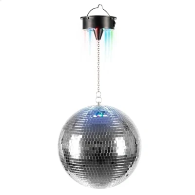 Obrázek Ibiza DISCO1 30 cm průměr fazetová koule s 18 LED paticí a 20 řetězem provoz na baterie