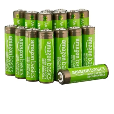 Obrázek Amazon Basics AA baterie s vysokou kapacitou, nabíjecí, 2400 mAh, NiMh, přednabité, 16 kusů