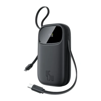 Obrázek Baseus powerbanka QPow3 45 W 20 000 mAh se 2 integrovanými kabely USB C, PD3.0 QC4.0, 3 C a 1 A, LED displej, funkce rychlého nabíjení Pro iPhone 16/15/14 Max, iPad, Galaxy