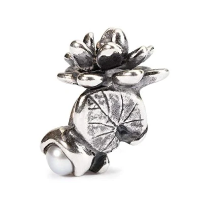 Obrázek Trollbeads TAGBE 00033 lekníny červenec, stříbro, Perla.