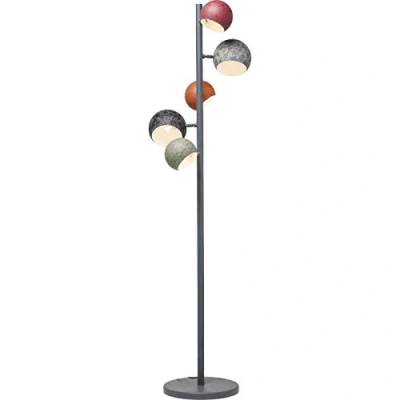 Obrázek Kare Designová stojací lampa Calotta Antico 5, červená/zelená/černá/oranžová, bez žárovky E14, pět deštníků, retro lampa, vintage, obývací pokoj, ocelový rám, 200 x 40 25, 5 cm (v/š/h)