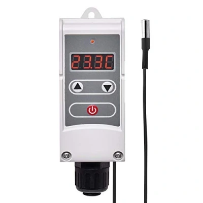 Obrázek EMOS termostat P5684 s dálkovým čidlem, nastavitelná citlivost na spínač a digitální displej / trubky, rozsah nastavení 5 C až 90 C, 45 x 130 mm