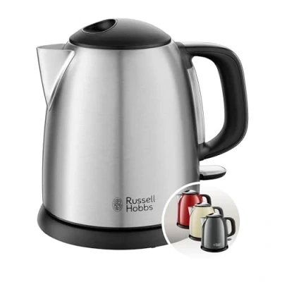 Obrázek Russell Hobbs rychlovarná konvice [1,0 l] Adventure ušlechtilá ocel (2400 W, funkce rychlého vaření, vyjímatelný filtr vodního kamene, venkovní ukazatel hladiny vody, malá cestovní