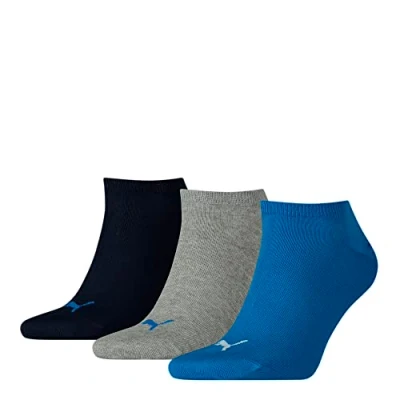 Obrázek PUMA Unisex Sneaker Trainer jednoduché ponožky (3 ks v balení), Modrá/šedá